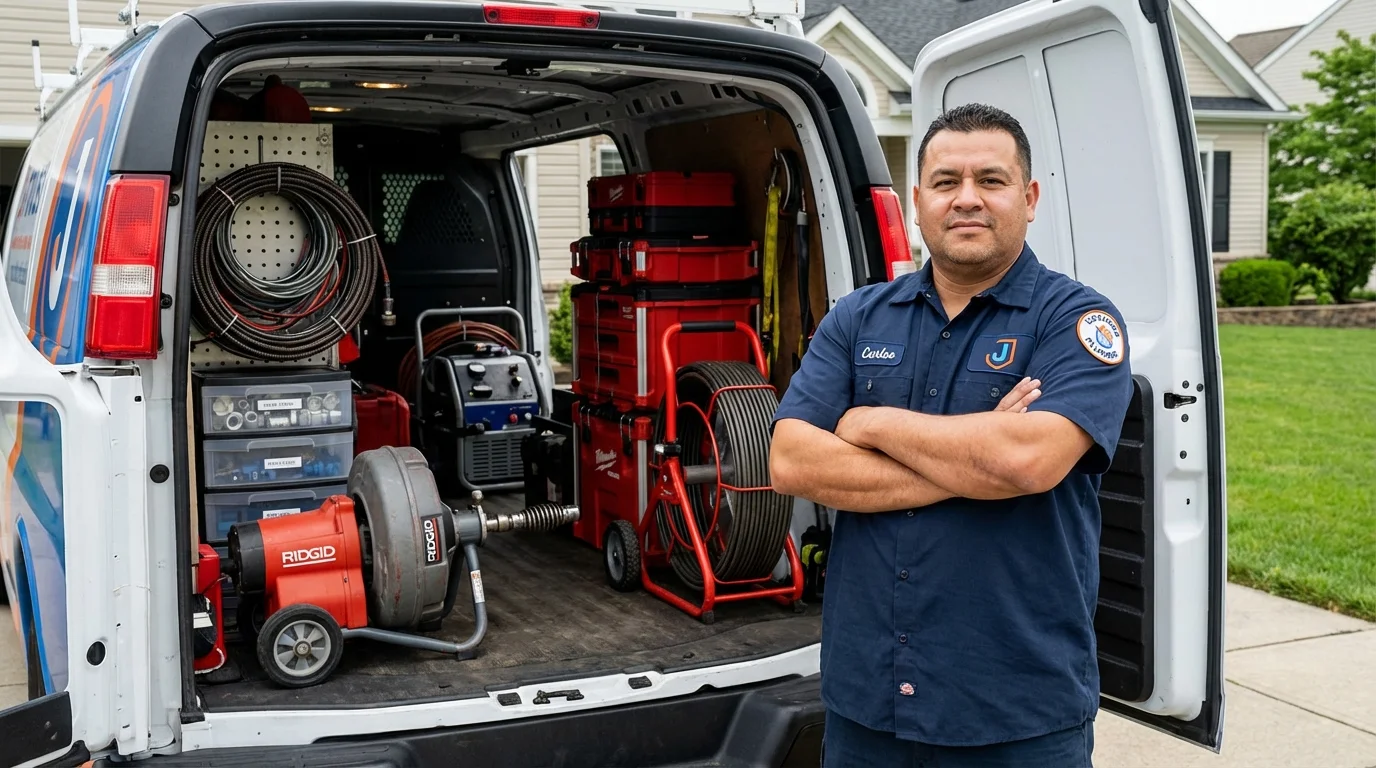 Professional drain cleaning equipment and Johns Plumbing LLC plumber in Schoharie