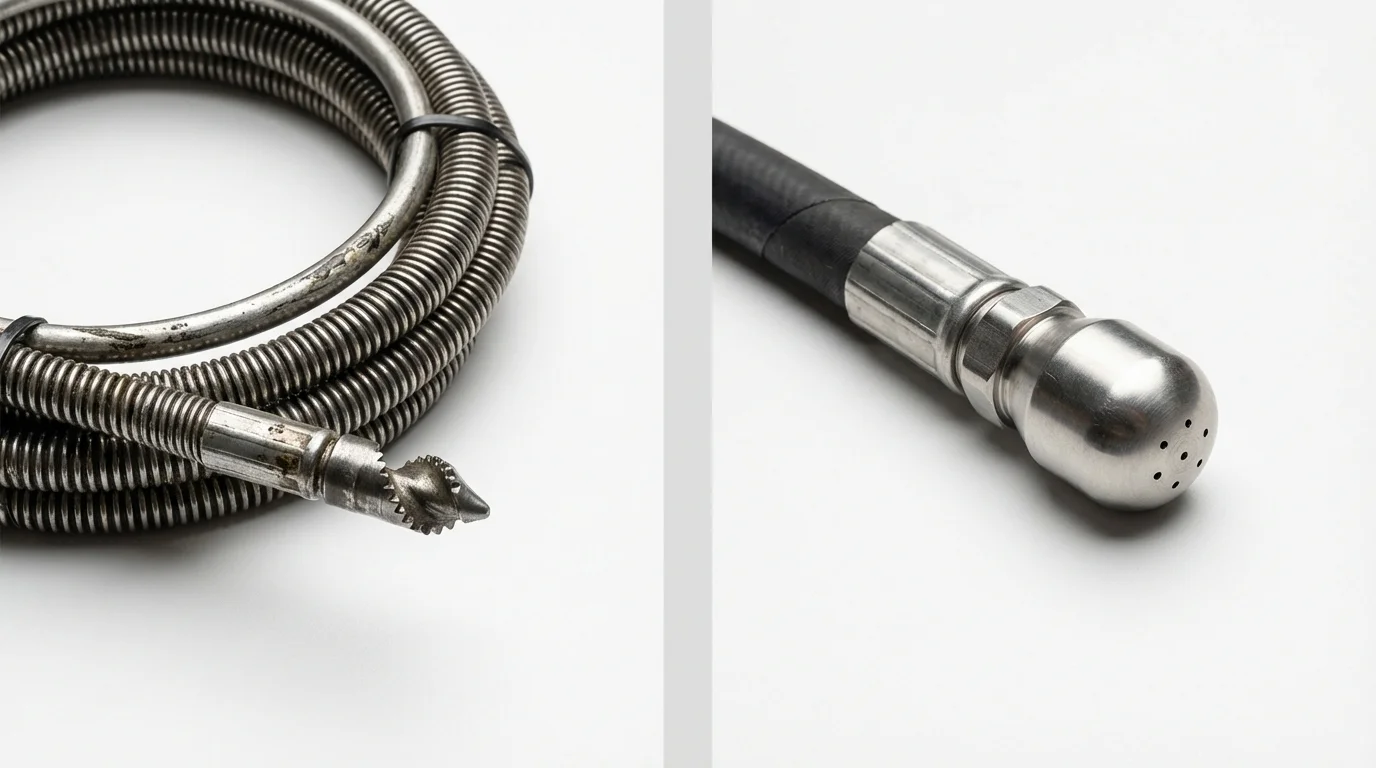 Drain snake cable and hydro jetting nozzle used for drain cleaning in Schoharie, NY