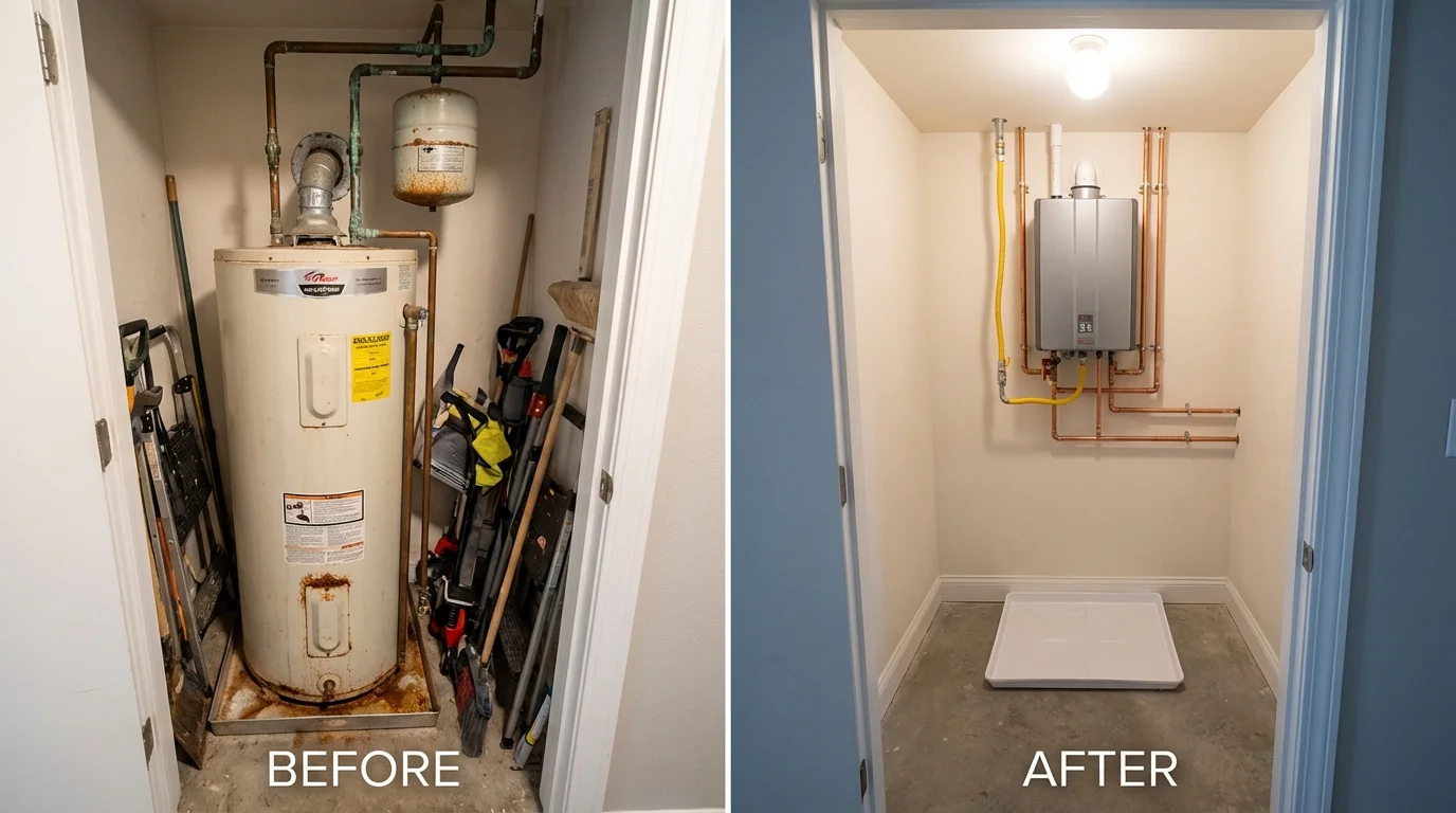 Tank water heater versus wall-mounted tankless unit comparison for Schoharie, NY homeowners